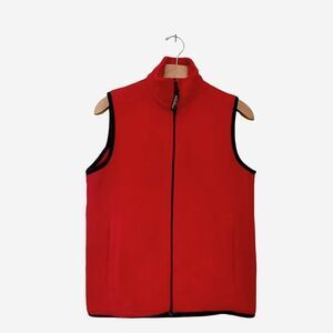 Woolrich Fleece Vest Womens Small Red Full Zip High Neck Lightweight Cozy Warm